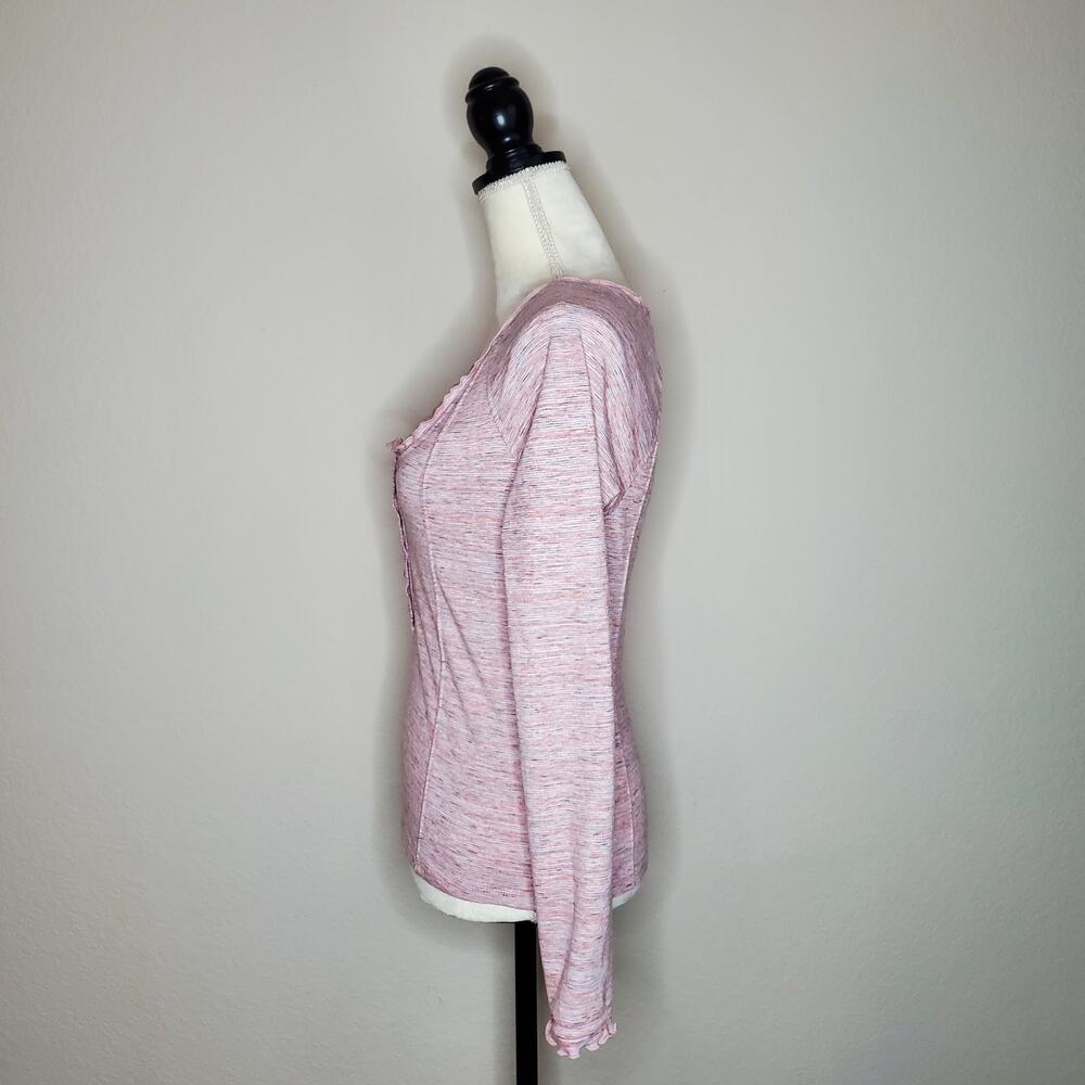 Free People Pink Roxy Ruffle Long Sleeve Top Small - Picture 4 of 7